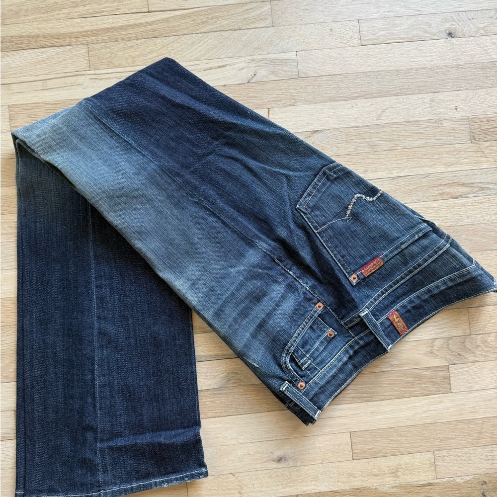 7 For All Mankind Women's Dark Blue Boot Cut Jeans